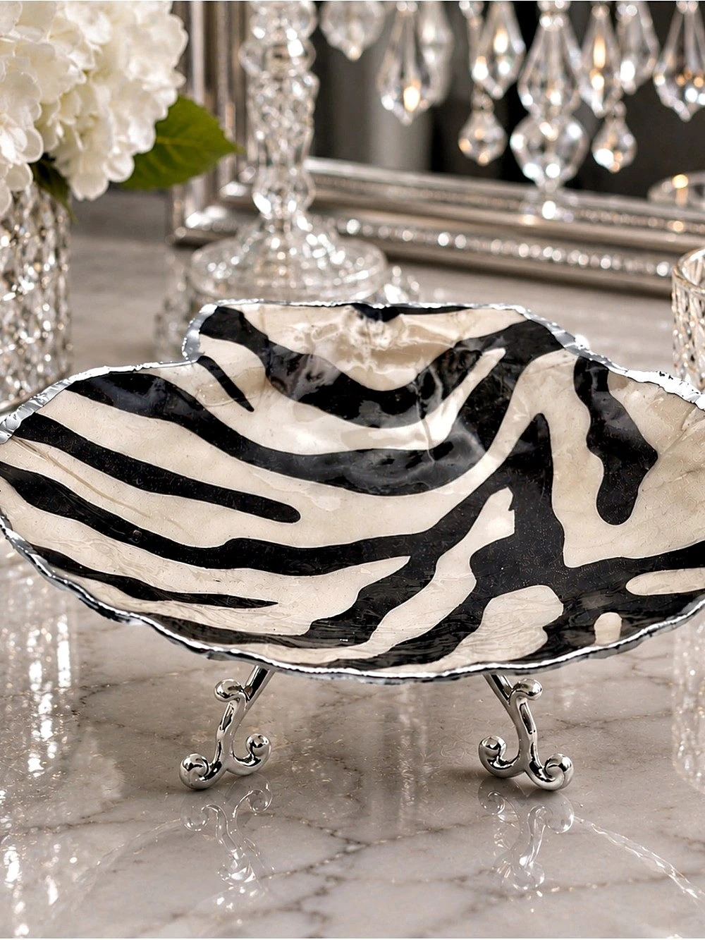 Black & White Animal Print Decorative Dish